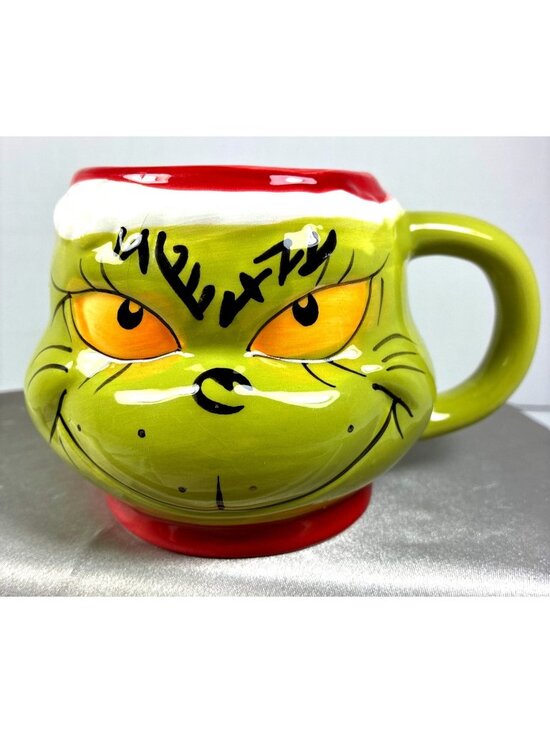 Seuss enterprises Other - 2024 Dr. Seuss The Grinch Sculpted Christmas Mug Santa Hat 14 oz Ceramic Cup